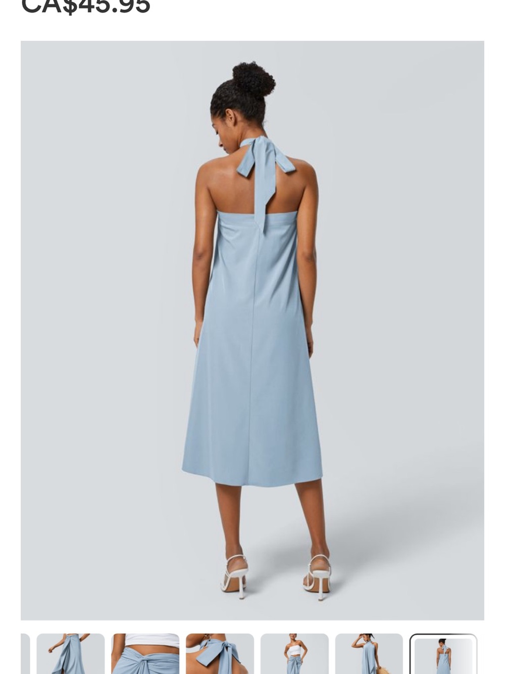 HALARA Light Blue Halter High-Low Midi Dress - Picture 3 of 10